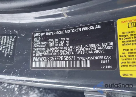 2015 Mini Hardtop Cooper S from USA, damaged, VIN WMWXU3C57F2B66671